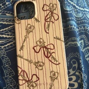 Burgundy Ribbon & Key Pink iPhone 14 Plus Case by BURGA- MagSafe